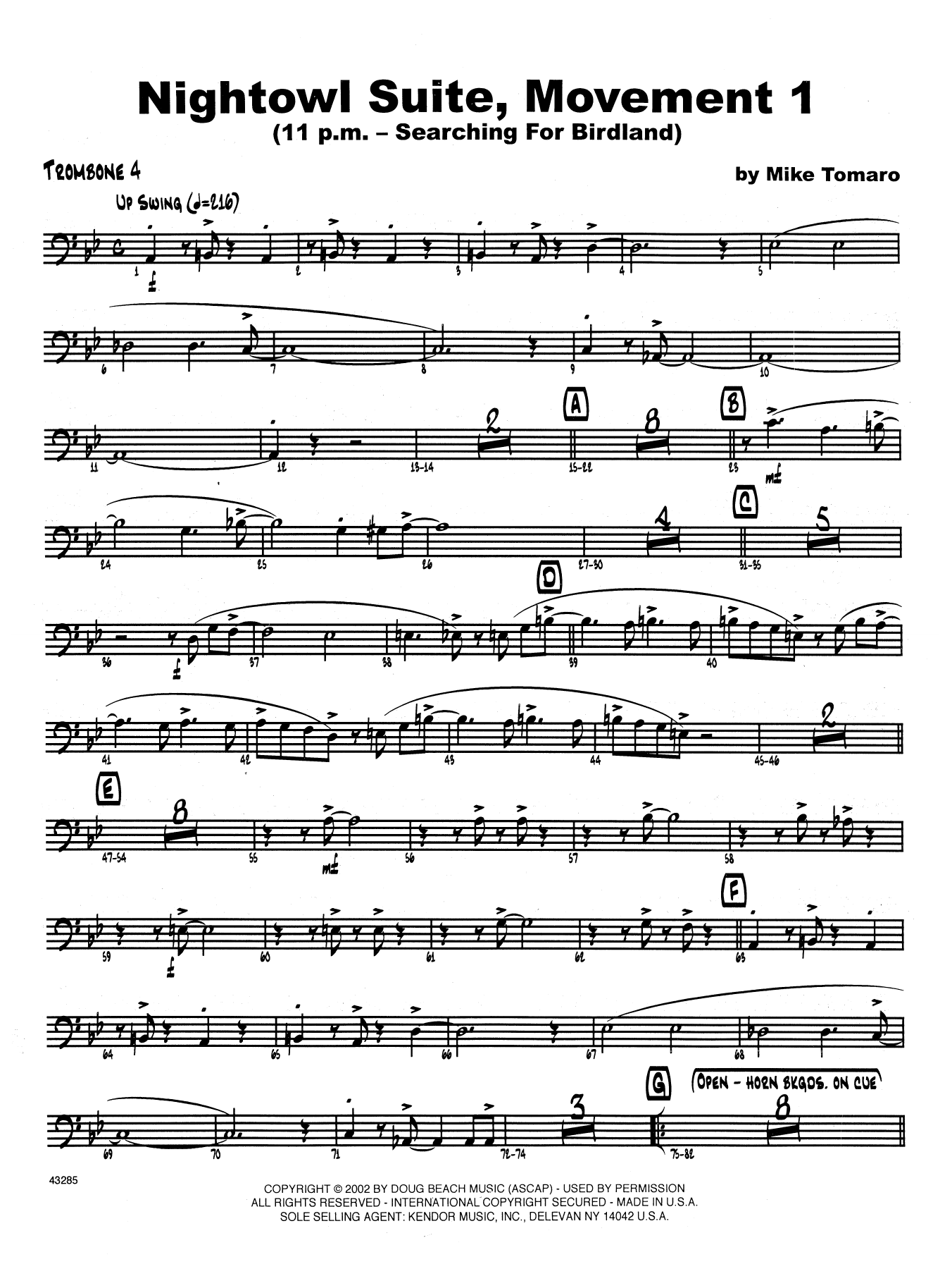 Download Mike Tomaro Nightowl Suite, Mvt. 1 - 4th Trombone Sheet Music
