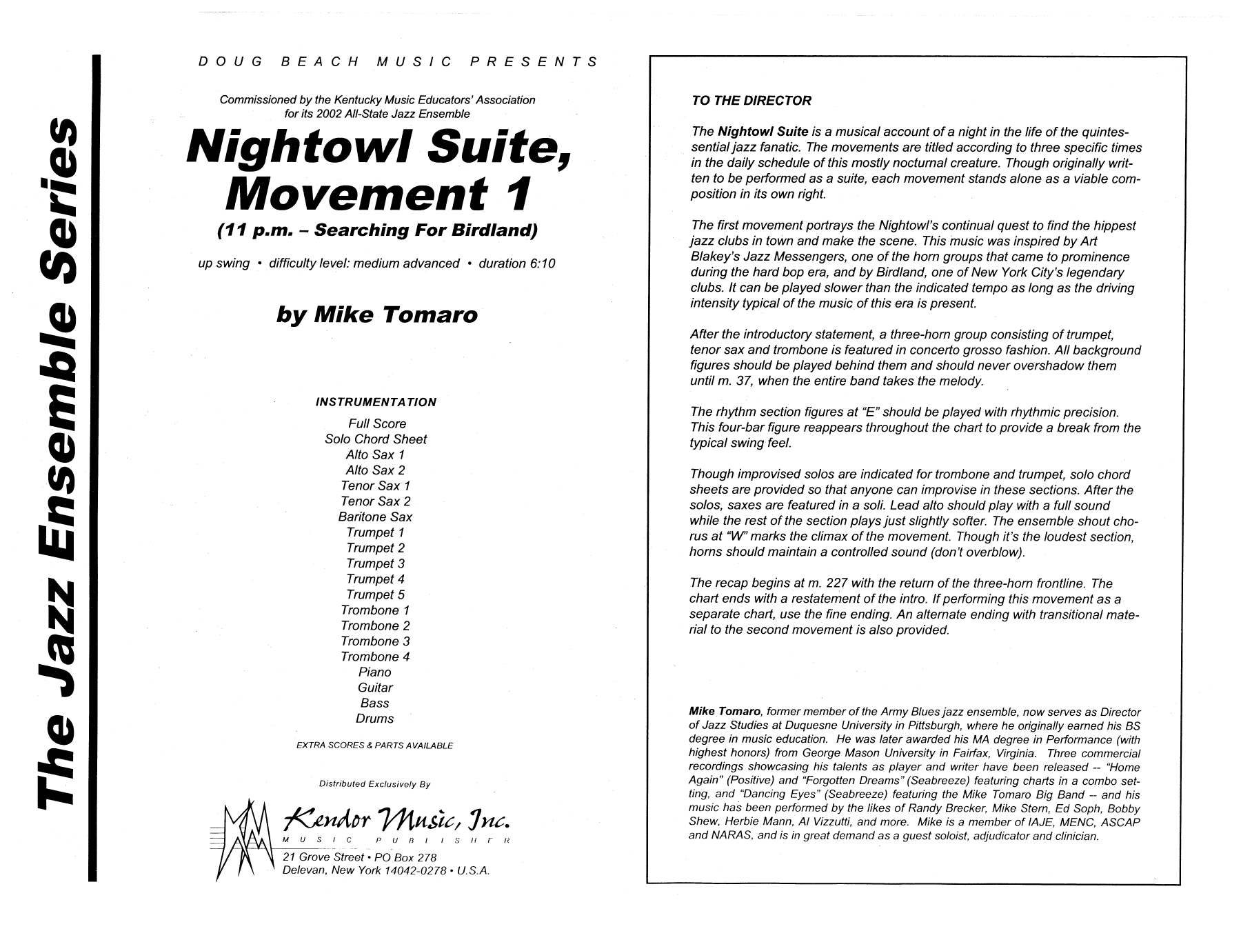 Download Mike Tomaro Nightowl Suite, Mvt. 1 - Full Score Sheet Music