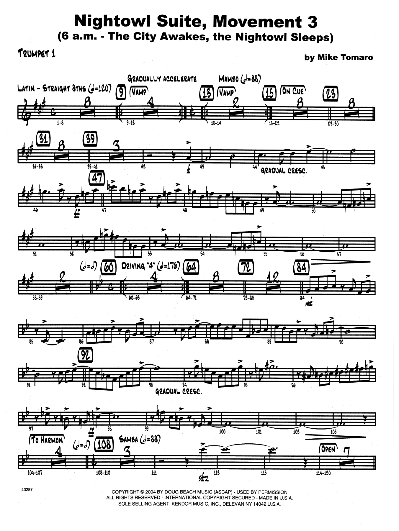Download Mike Tomaro Nightowl Suite, Mvt. 3 - 1st Bb Trumpet Sheet Music