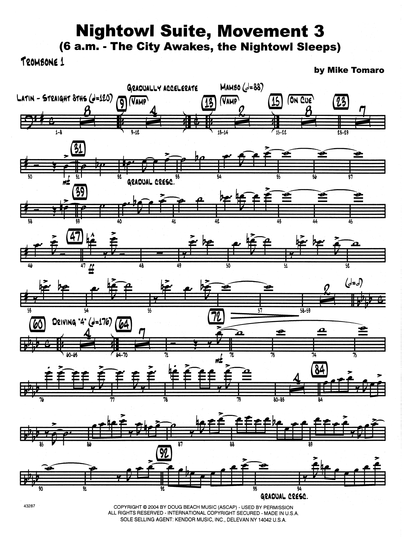 Download Mike Tomaro Nightowl Suite, Mvt. 3 - 1st Trombone Sheet Music