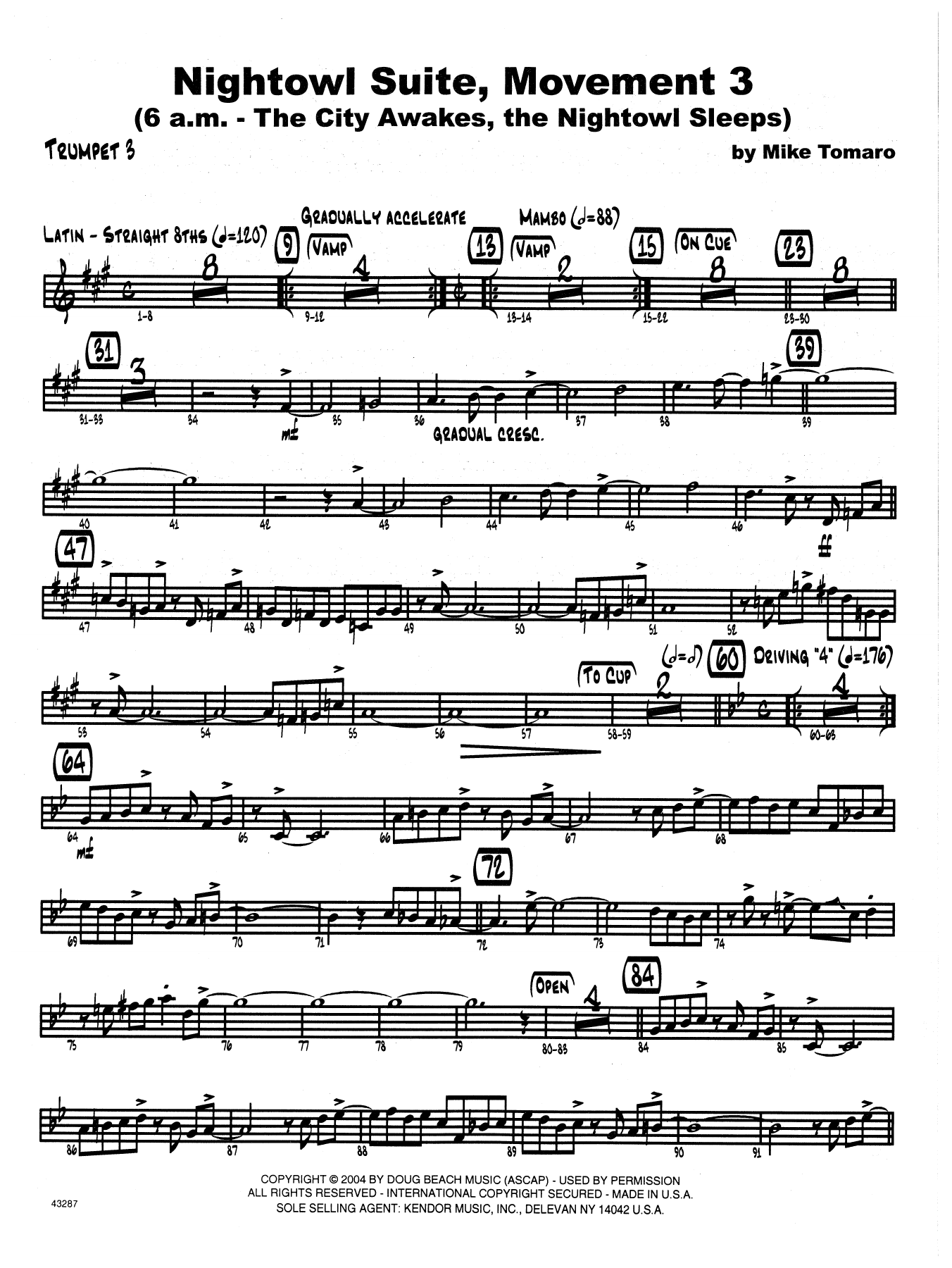 Download Mike Tomaro Nightowl Suite, Mvt. 3 - 3rd Bb Trumpet Sheet Music