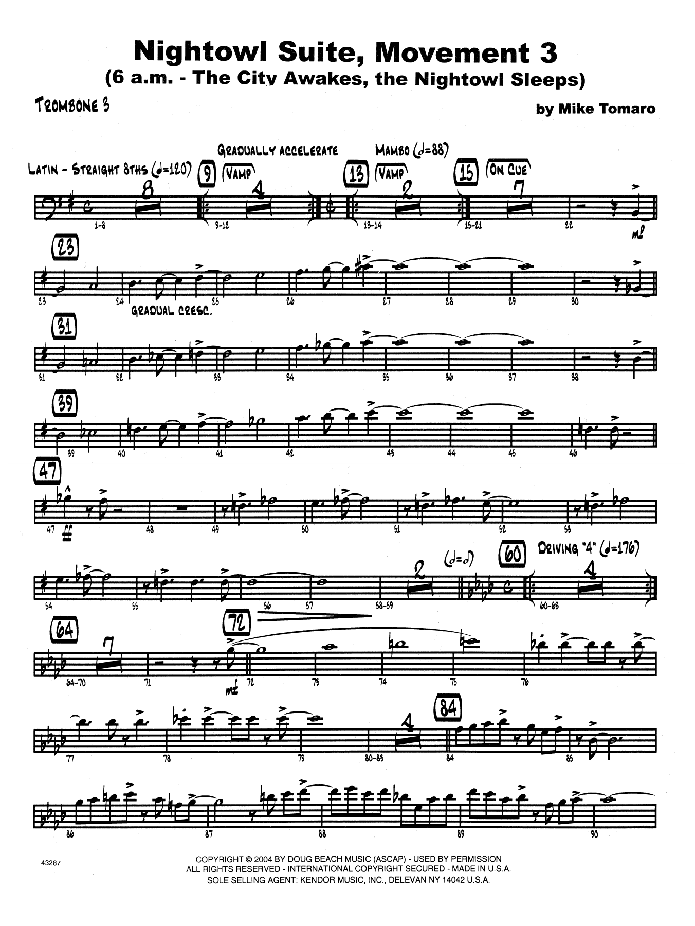 Download Mike Tomaro Nightowl Suite, Mvt. 3 - 3rd Trombone Sheet Music