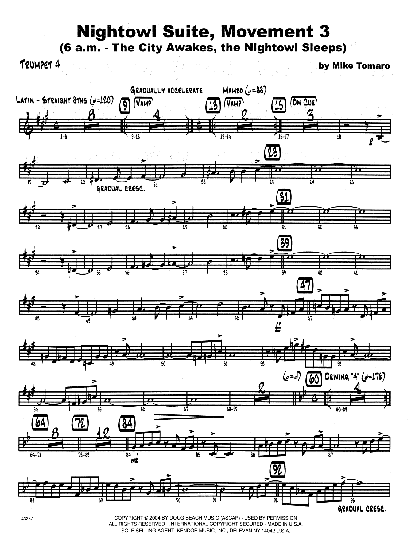 Download Mike Tomaro Nightowl Suite, Mvt. 3 - 4th Bb Trumpet Sheet Music