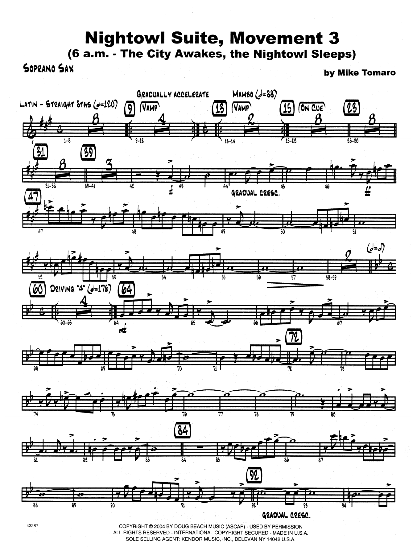 Download Mike Tomaro Nightowl Suite, Mvt. 3 - Bb Soprano Sax Sheet Music