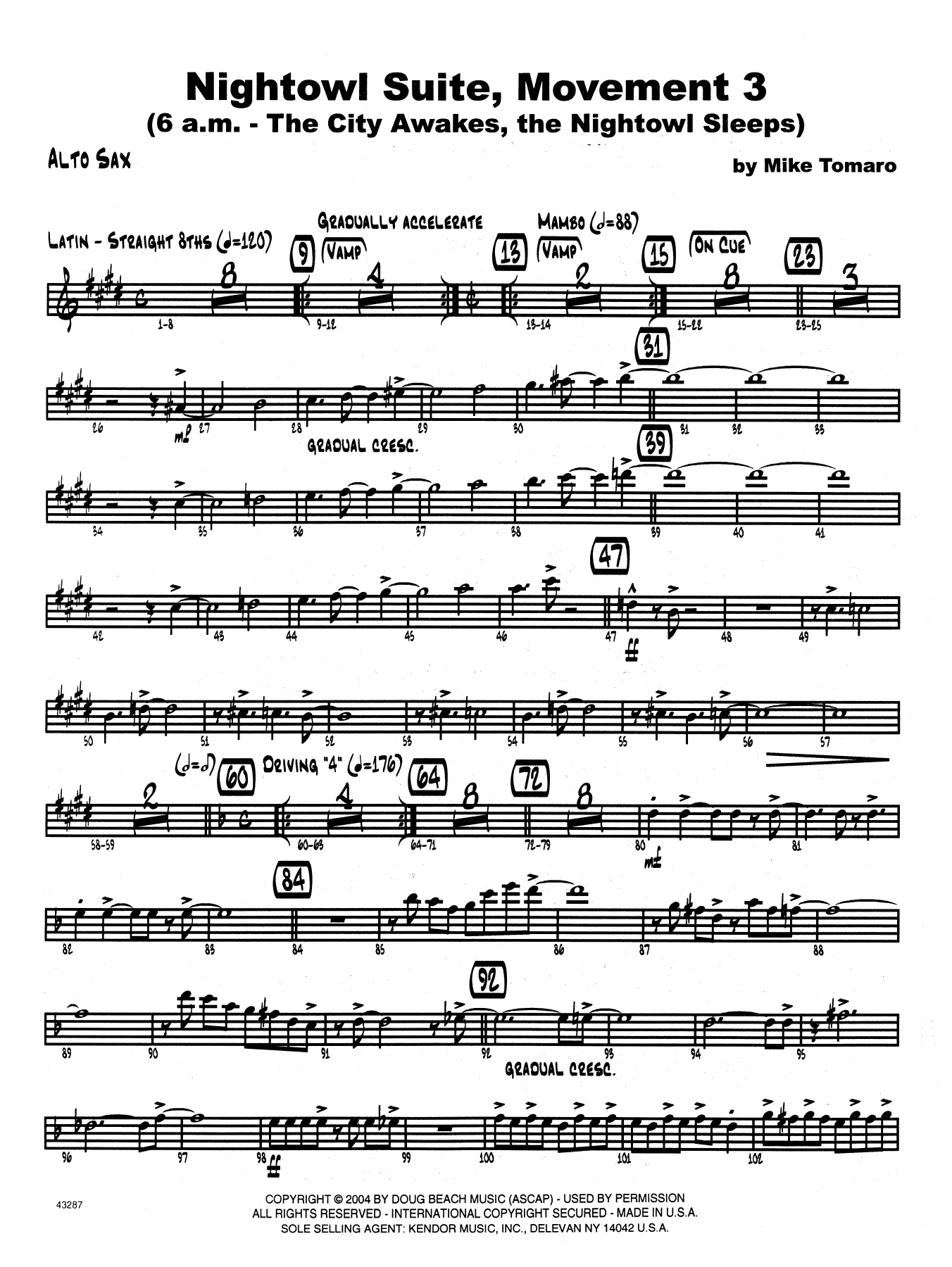 Download Mike Tomaro Nightowl Suite, Mvt. 3 - Eb Alto Saxoph Sheet Music