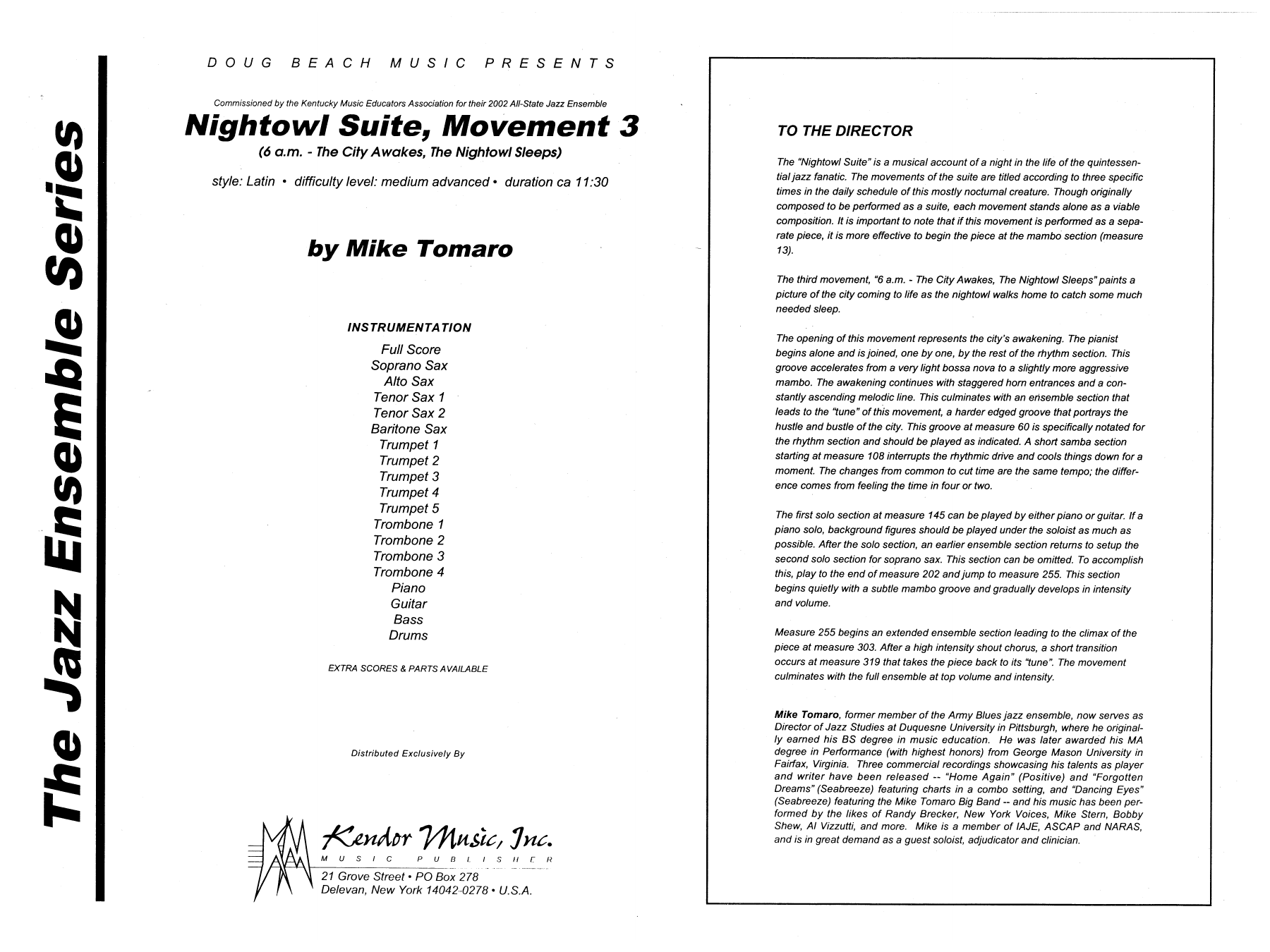 Download Mike Tomaro Nightowl Suite, Mvt. 3 - Full Score Sheet Music