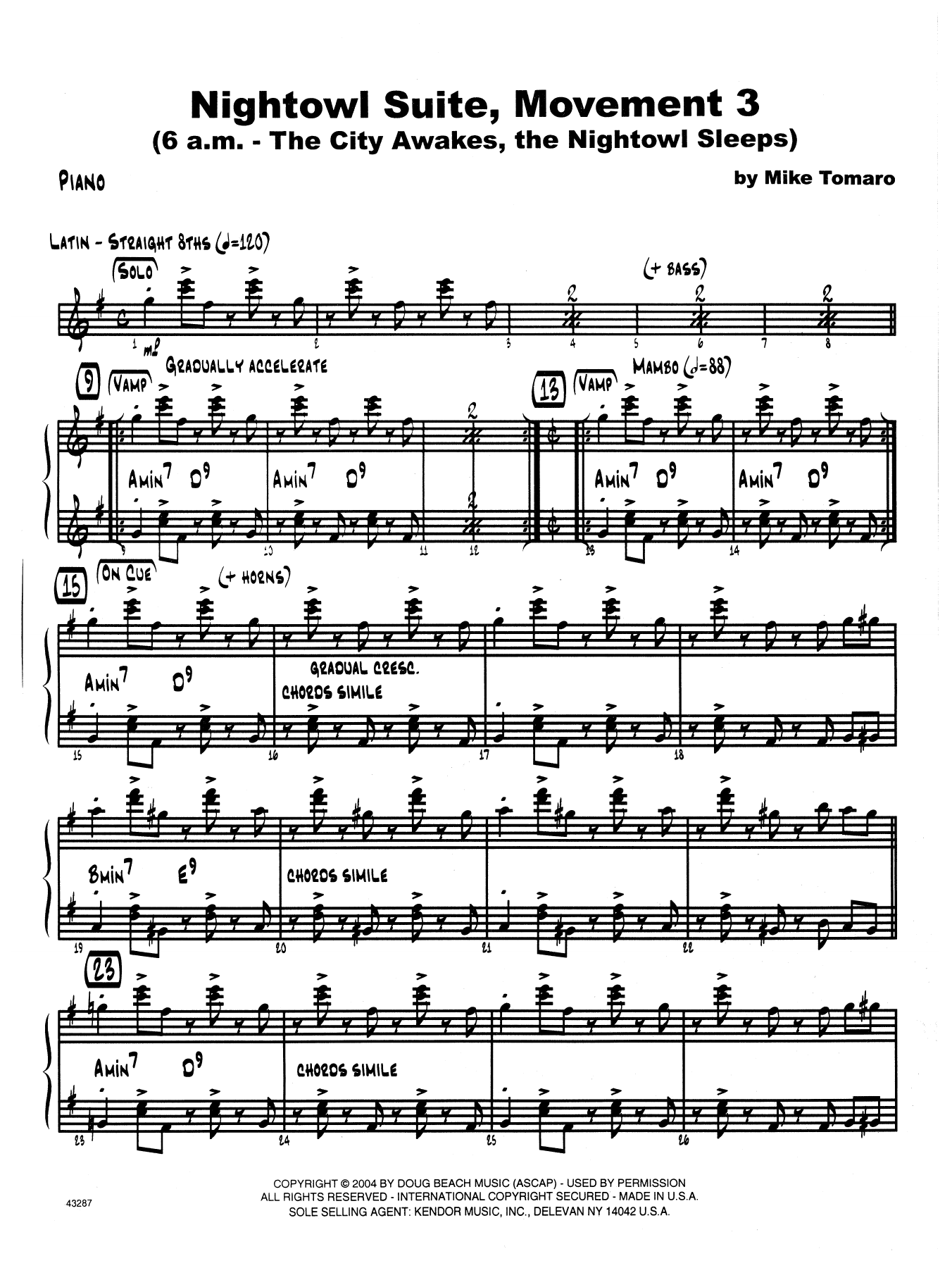 Download Mike Tomaro Nightowl Suite, Mvt. 3 - Piano Sheet Music