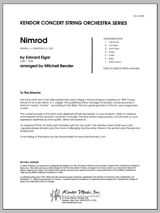 Download Bender Nimrod - Full Score Sheet Music