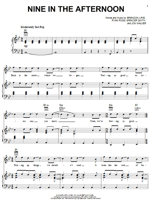 Download Panic At The Disco Nine In The Afternoon Sheet Music