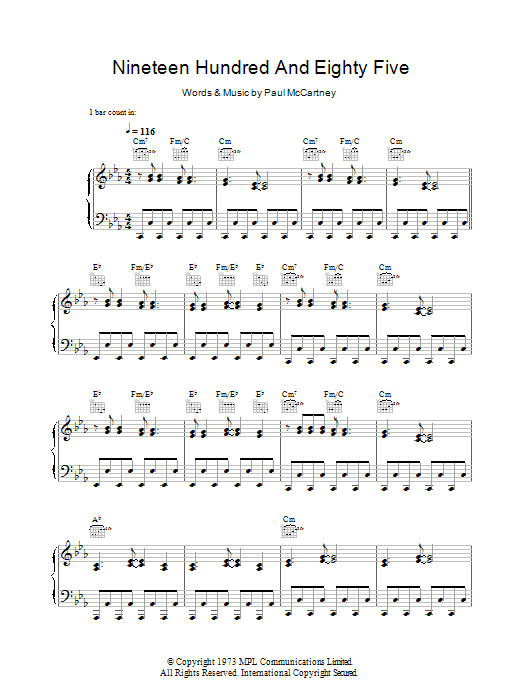 Download Paul McCartney Nineteen Hundred And Eighty Five Sheet Music
