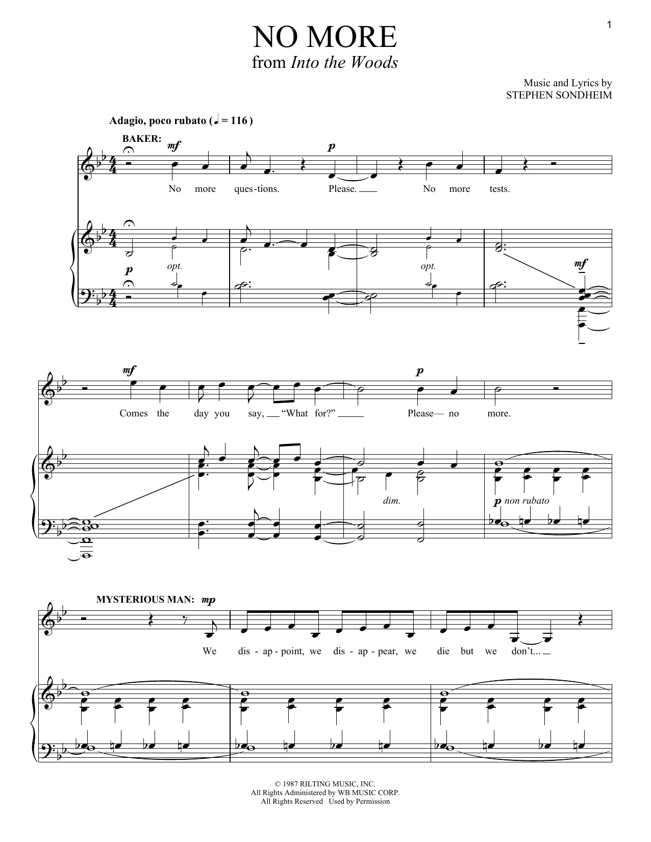 Download Stephen Sondheim No More (from Into The Woods) Sheet Music