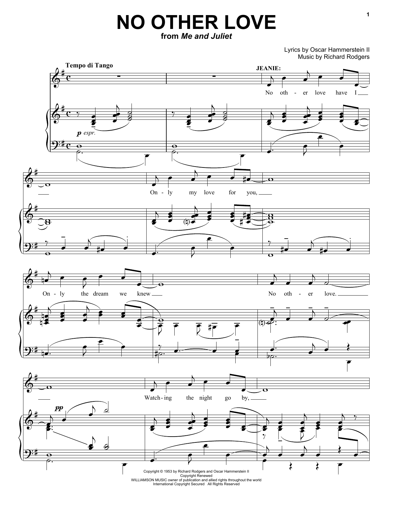 Download Rodgers & Hammerstein No Other Love Sheet Music