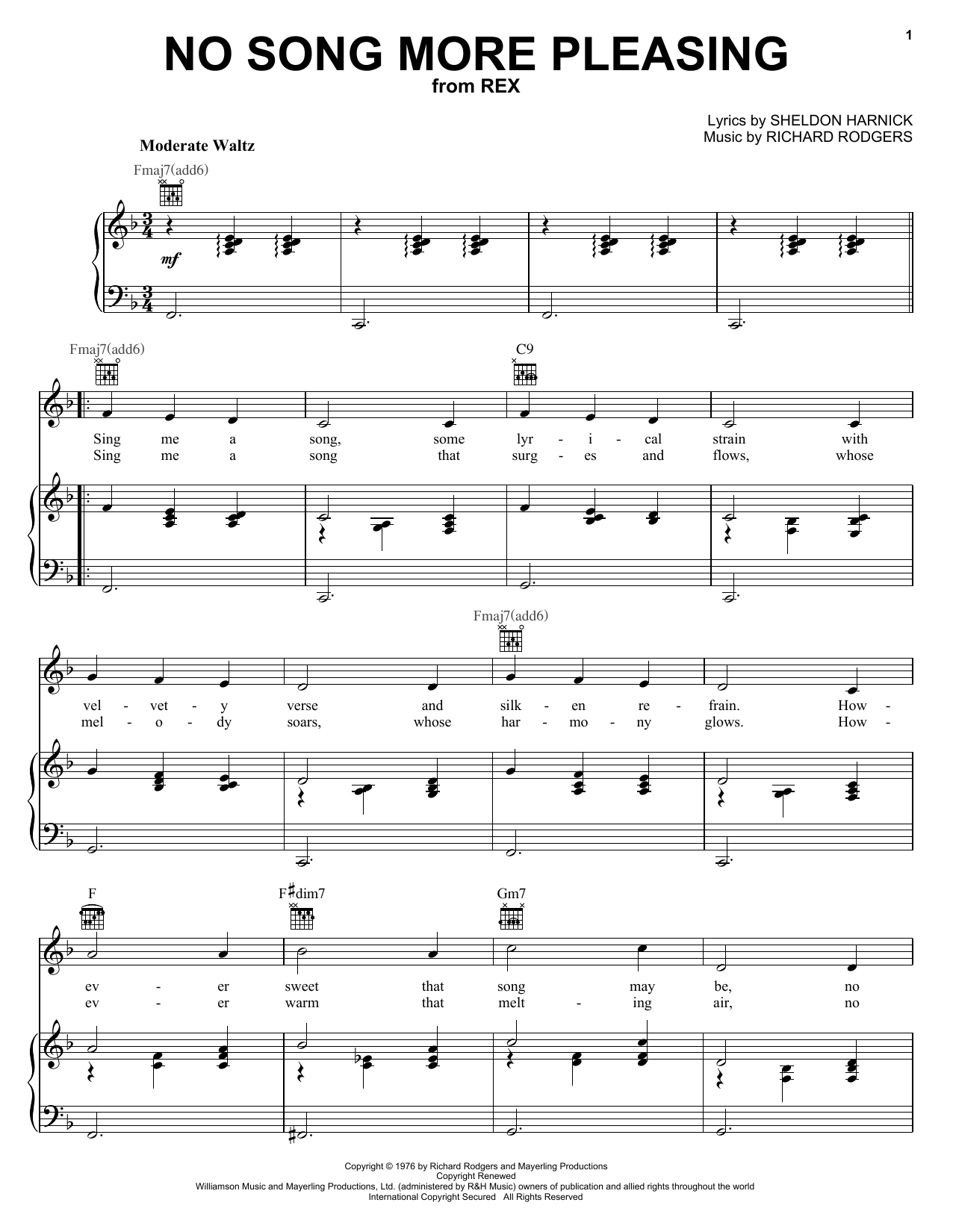 Download Richard Rodgers No Song More Pleasing Sheet Music