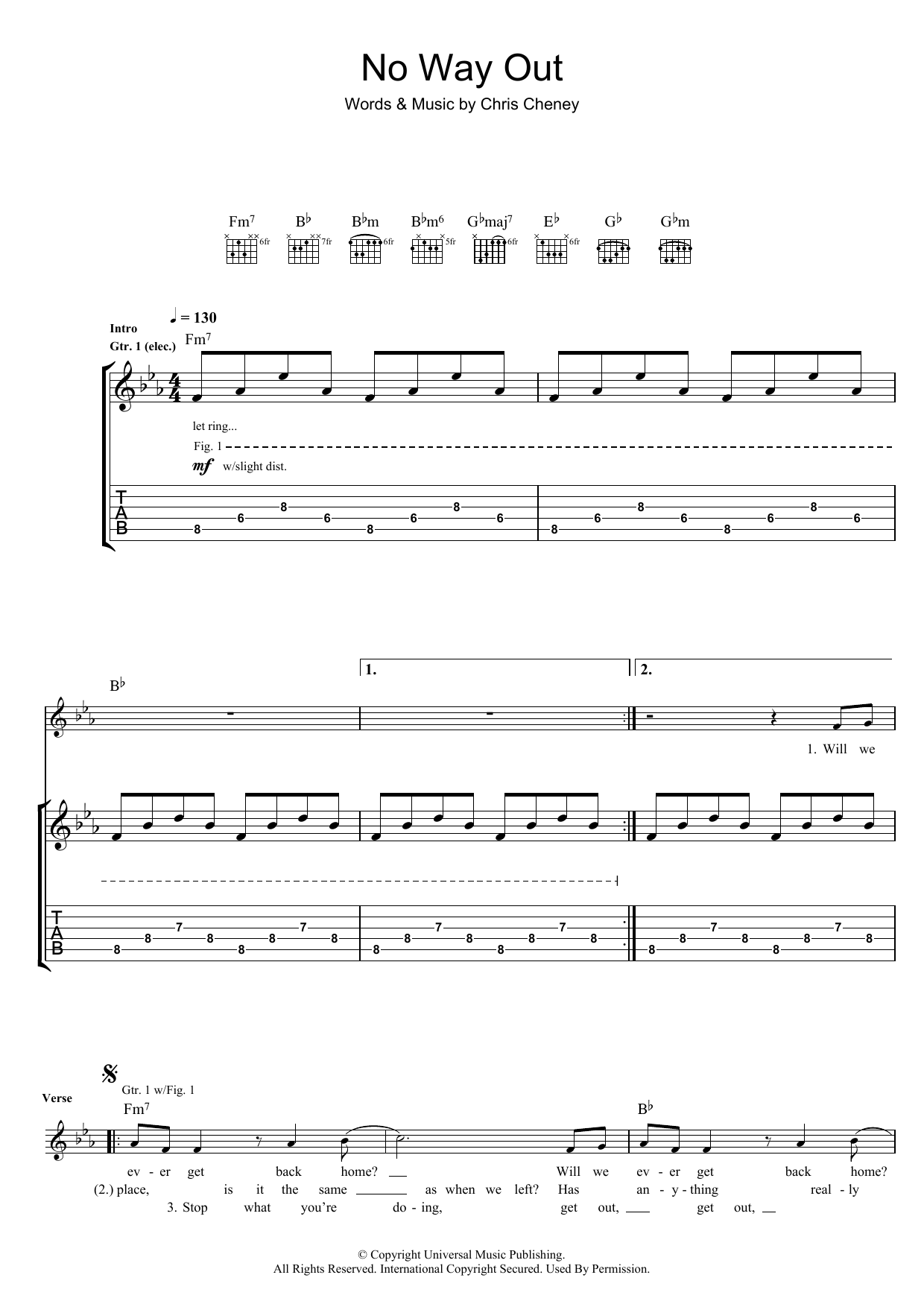Download The Living End No Way Out Sheet Music