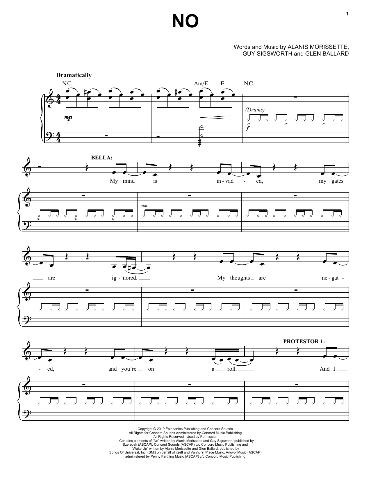 Download Alanis Morissette No (from Jagged Little Pill The Musical Sheet Music