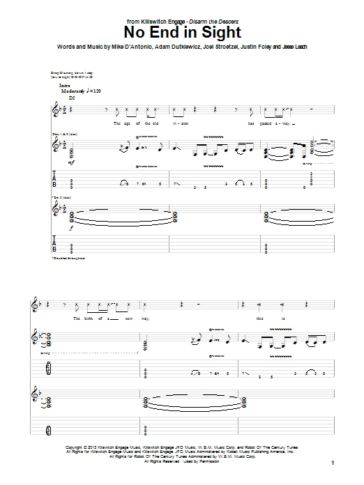 Download Killswitch Engage No End In Sight Sheet Music