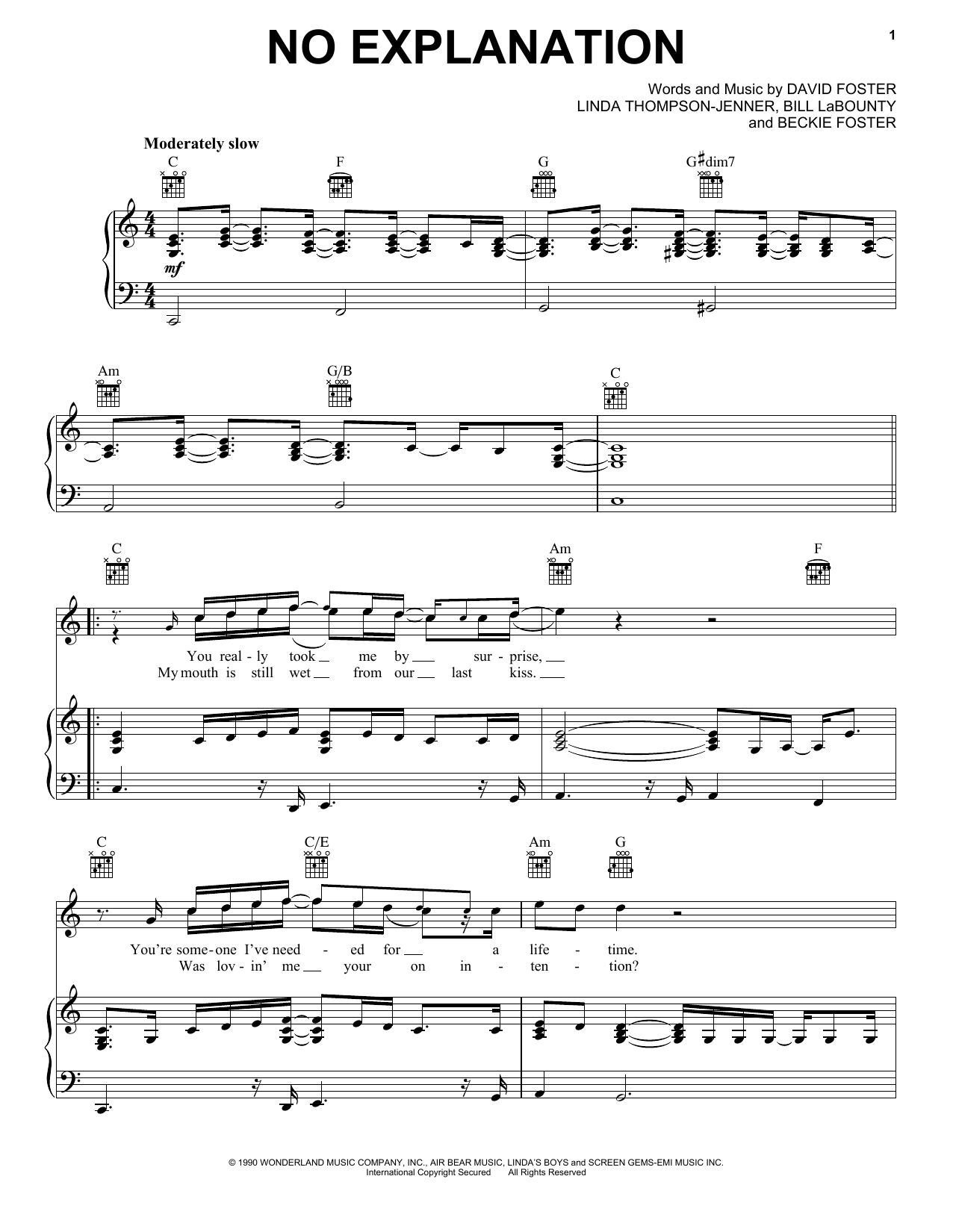 Download Peter Cetera No Explanation (from Pretty Woman) Sheet Music