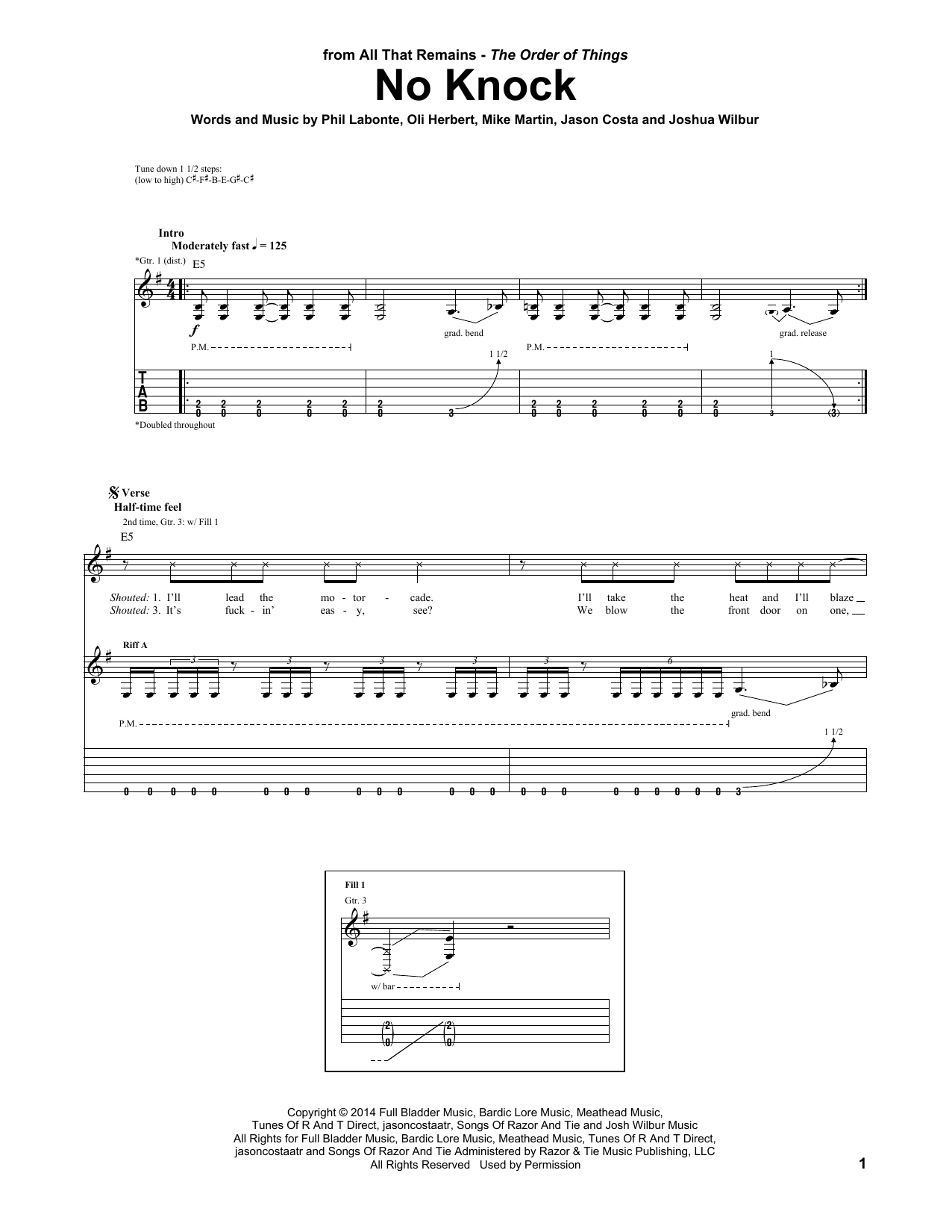 Download All That Remains No Knock Sheet Music