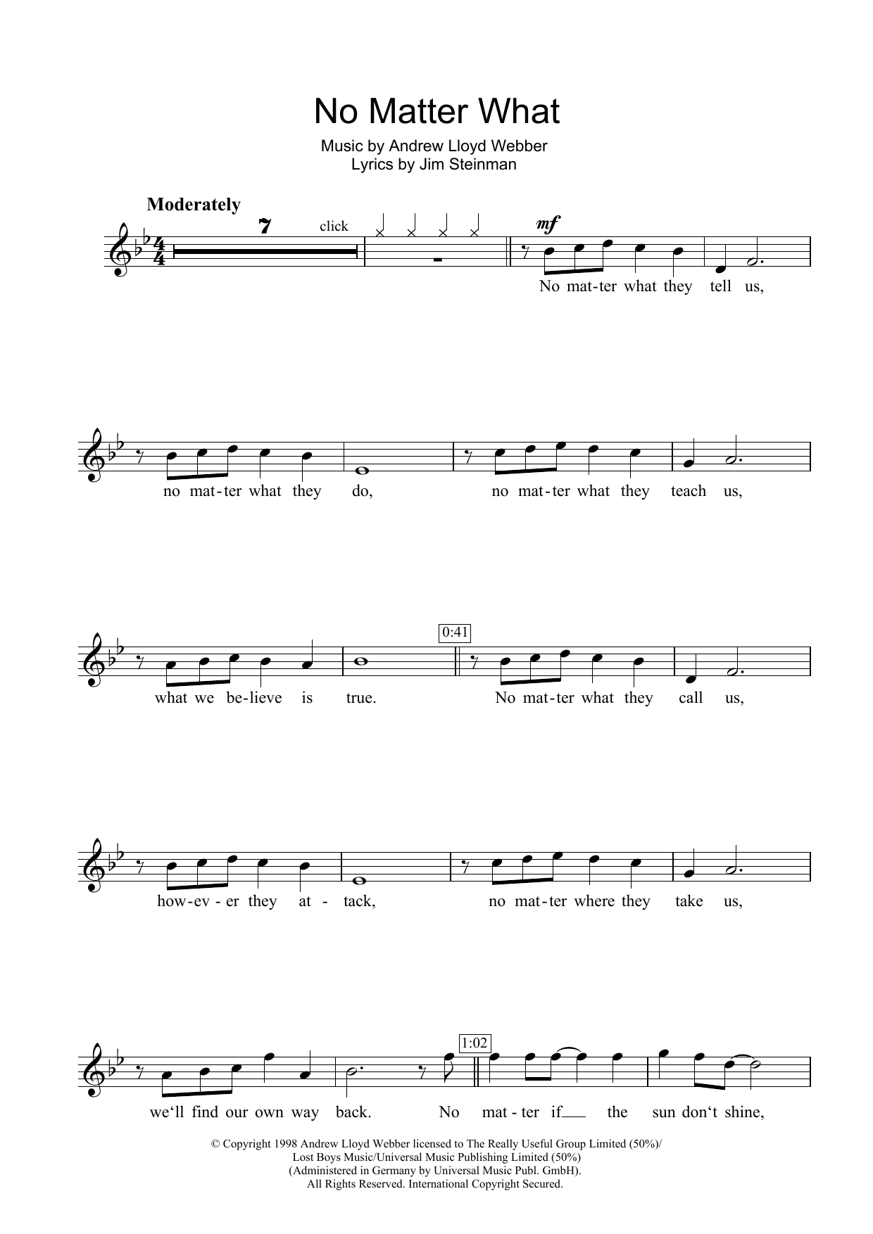 Download Boyzone No Matter What (from Whistle Down The W Sheet Music