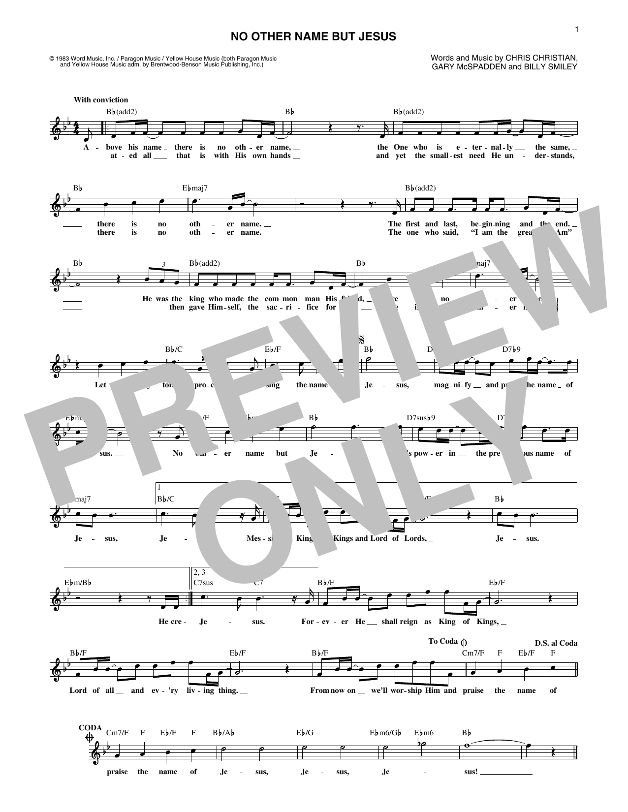 Download Billy Smiley No Other Name But Jesus Sheet Music