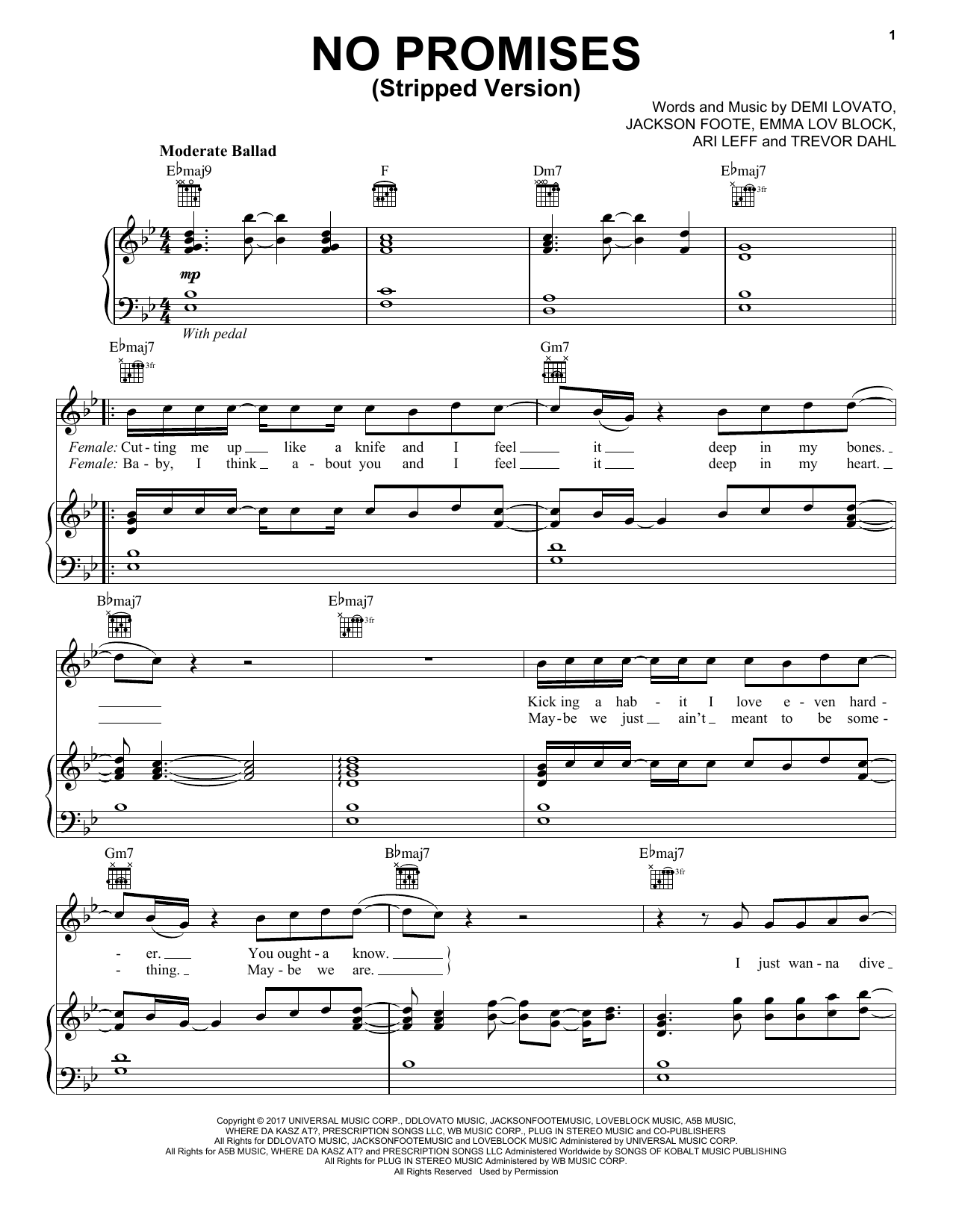 Download Cheat Codes No Promises (feat. Demi Lovato) Sheet Music