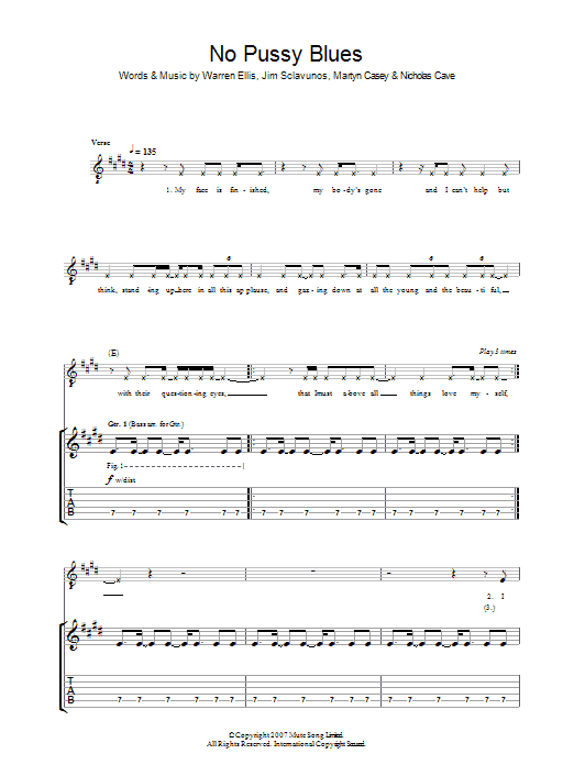 Download Nick Cave No Pussy Blues Sheet Music