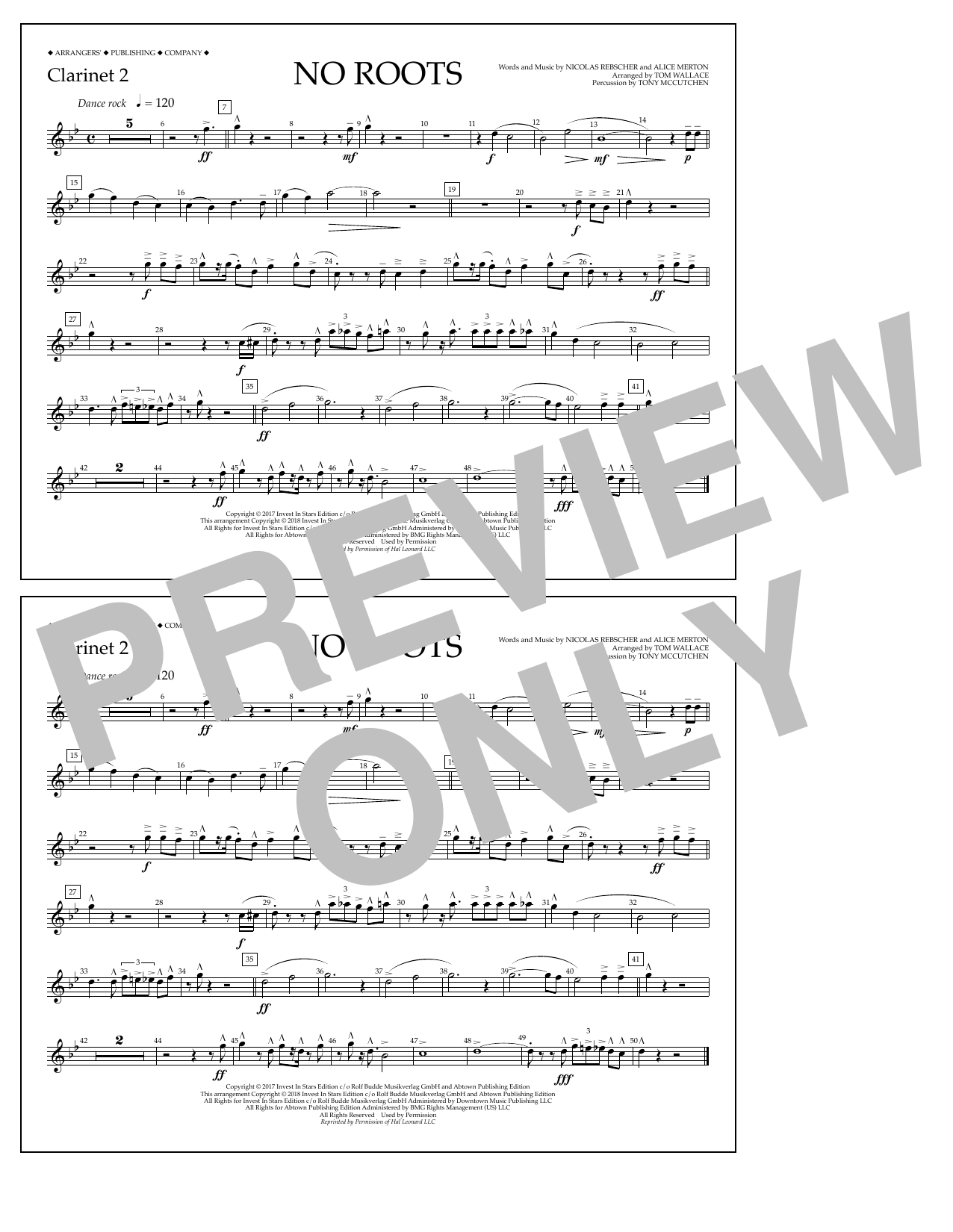 Download Tom Wallace No Roots - Clarinet 2 Sheet Music