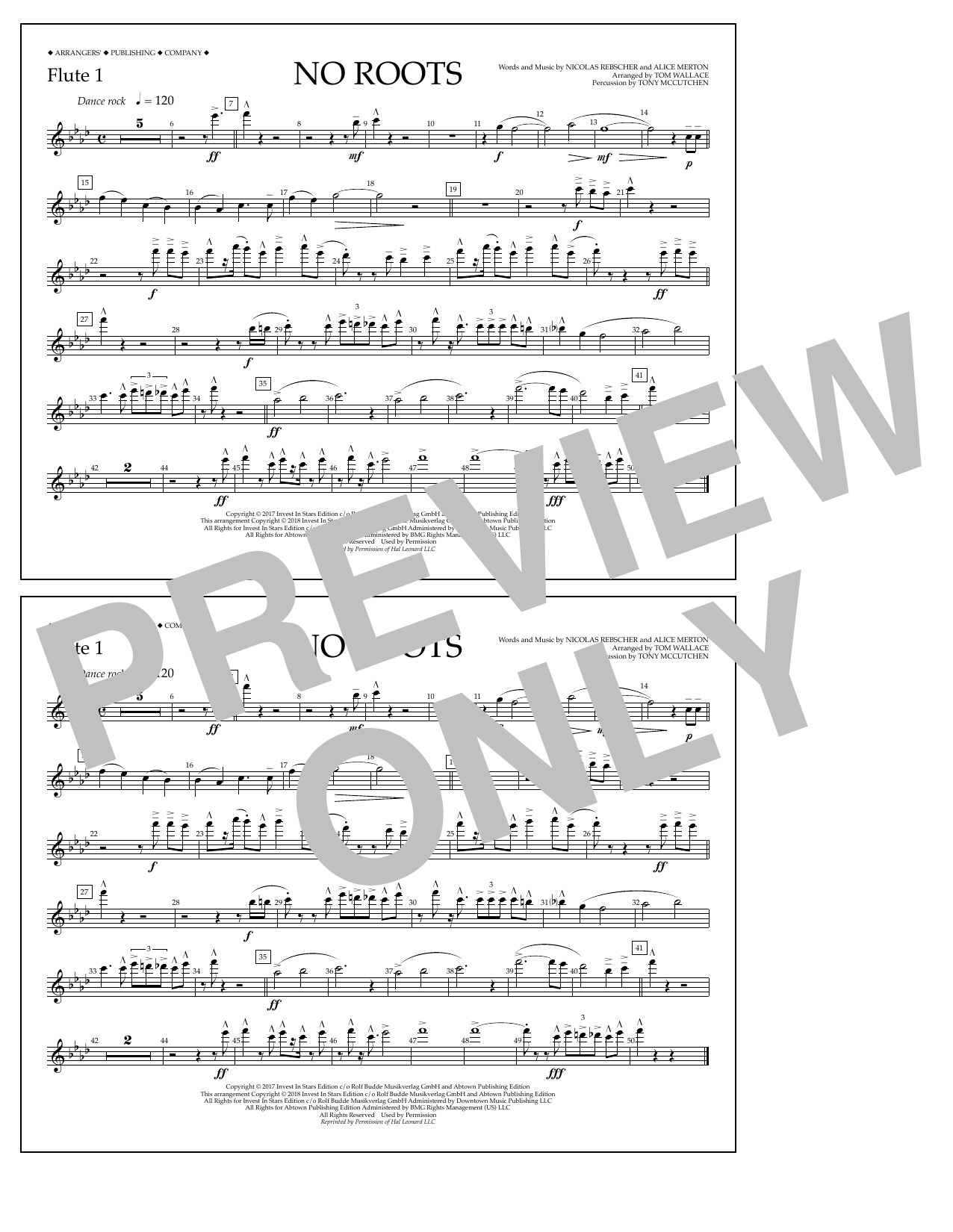 Download Tom Wallace No Roots - Flute 1 Sheet Music