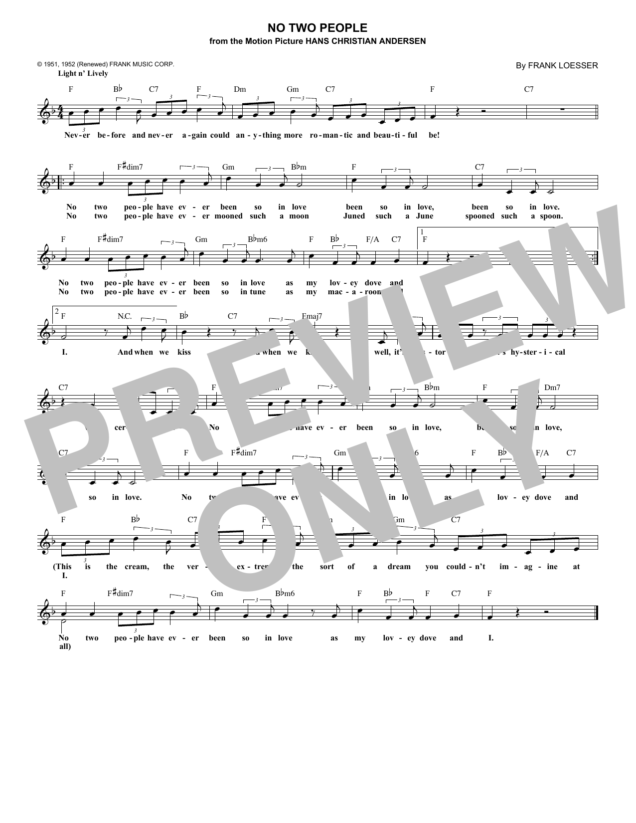 Download Frank Loesser No Two People Sheet Music