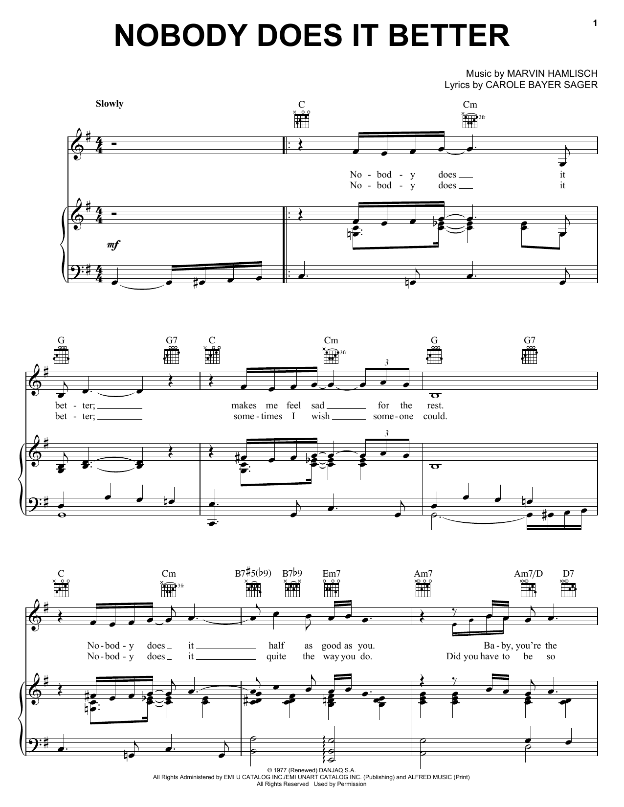 Download Carly Simon Nobody Does It Better Sheet Music