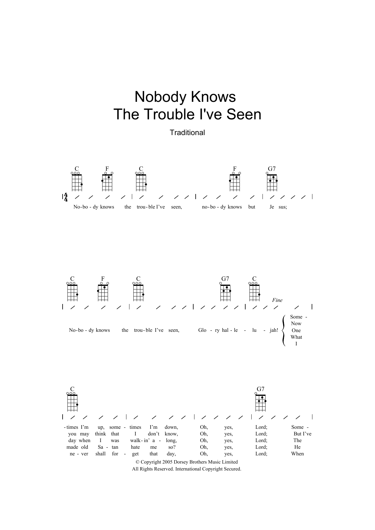 Download Traditional Nobody Knows The Trouble I've Seen Sheet Music