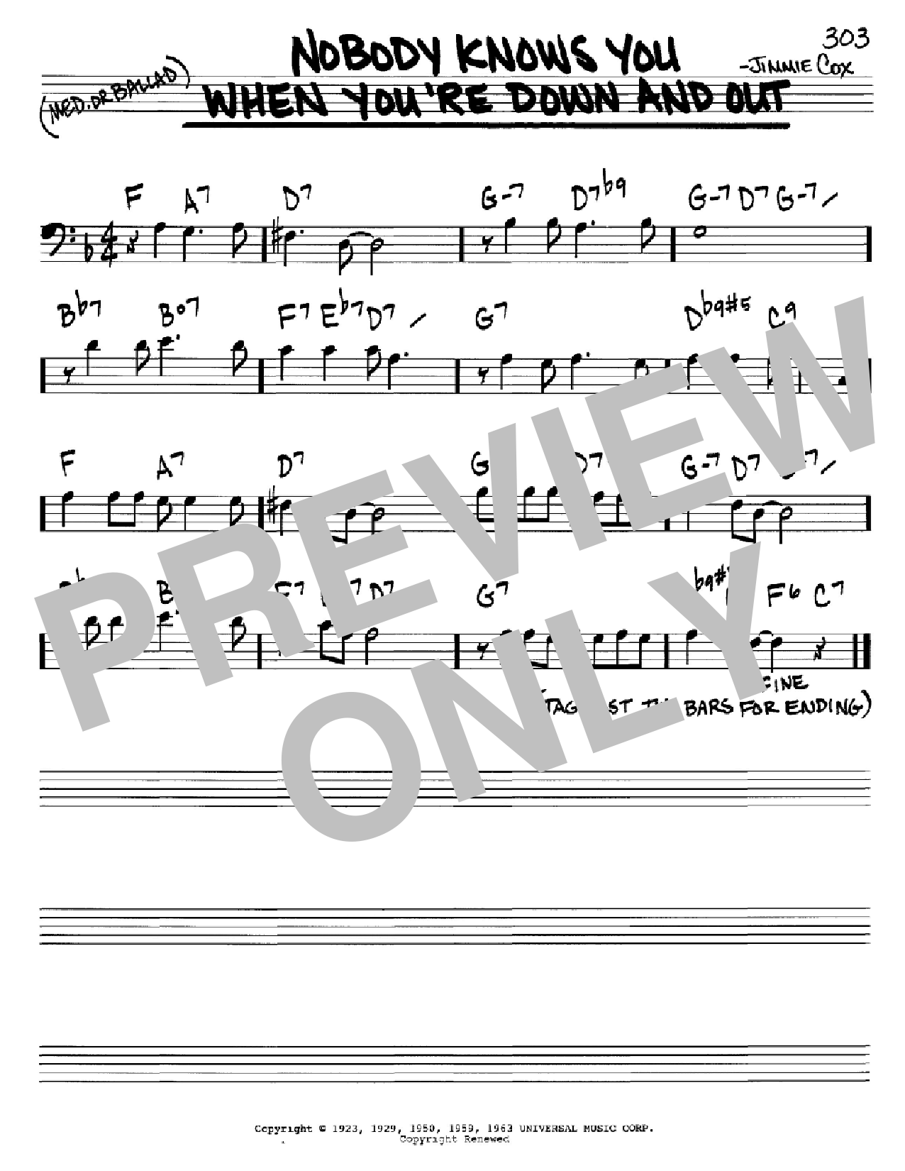 Download Jimmie Cox Nobody Knows You When You're Down And O Sheet Music