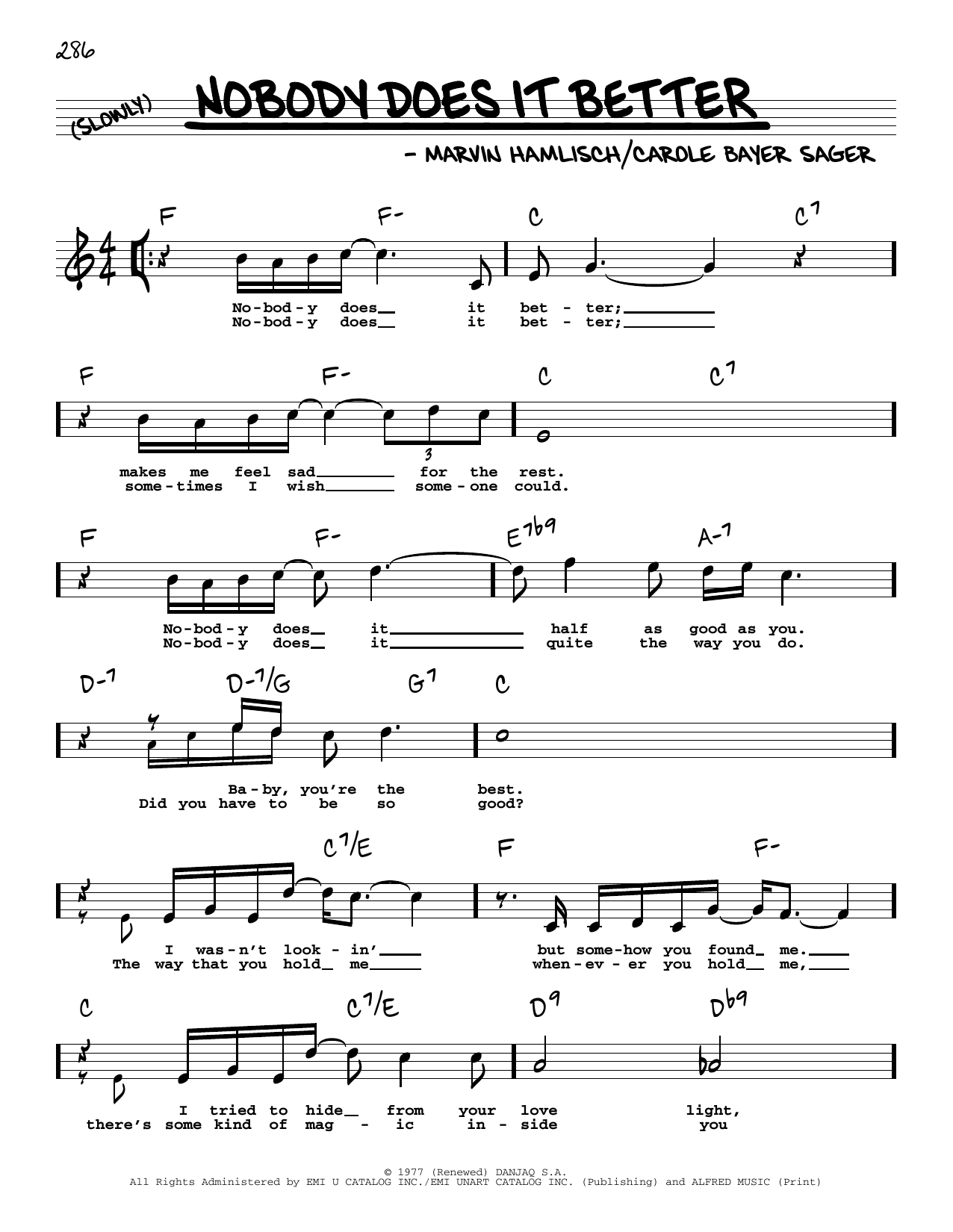 Download Carly Simon Nobody Does It Better (High Voice) Sheet Music