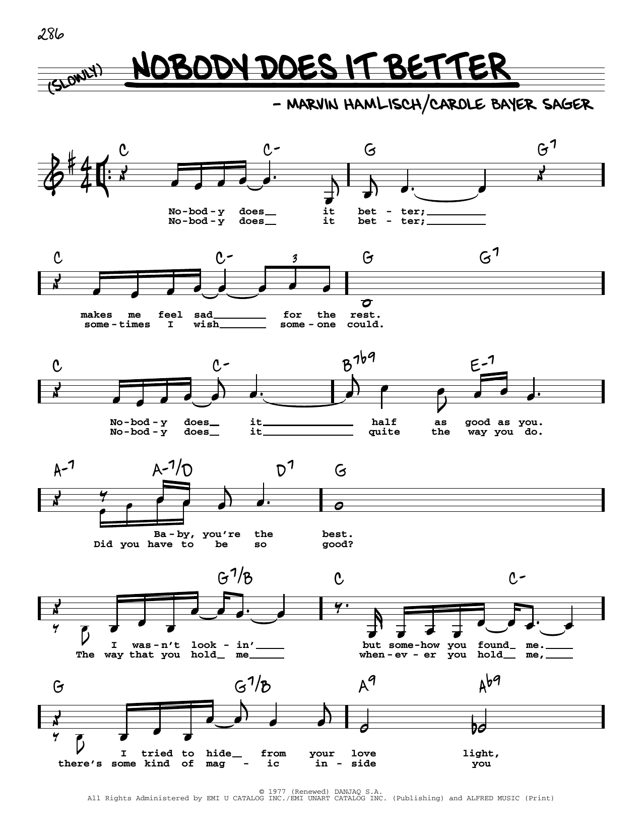 Download Carly Simon Nobody Does It Better (Low Voice) Sheet Music