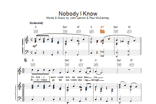 The Beatles Nobody I Know sheet music notes printable PDF score