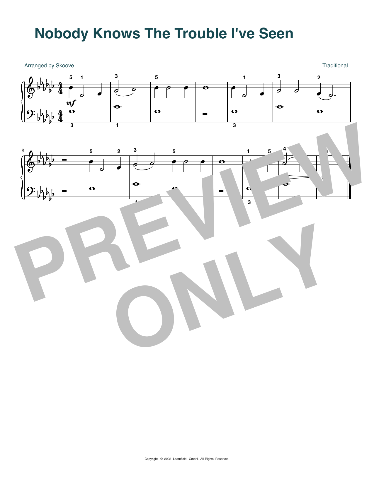 Download Traditional Nobody Knows The Trouble I've Seen (arr Sheet Music