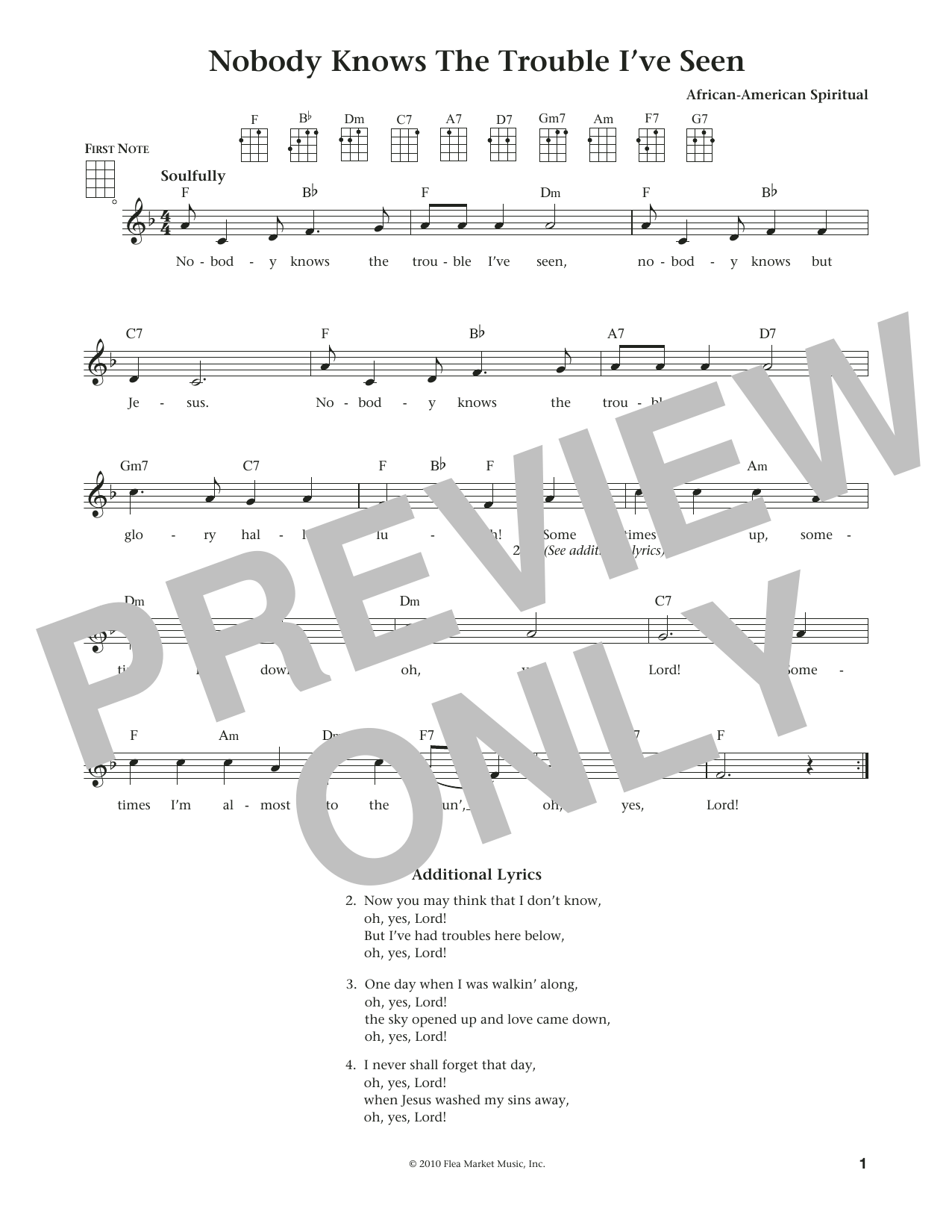 Download African-American Spiritual Nobody Knows The Trouble I've Seen (fro Sheet Music