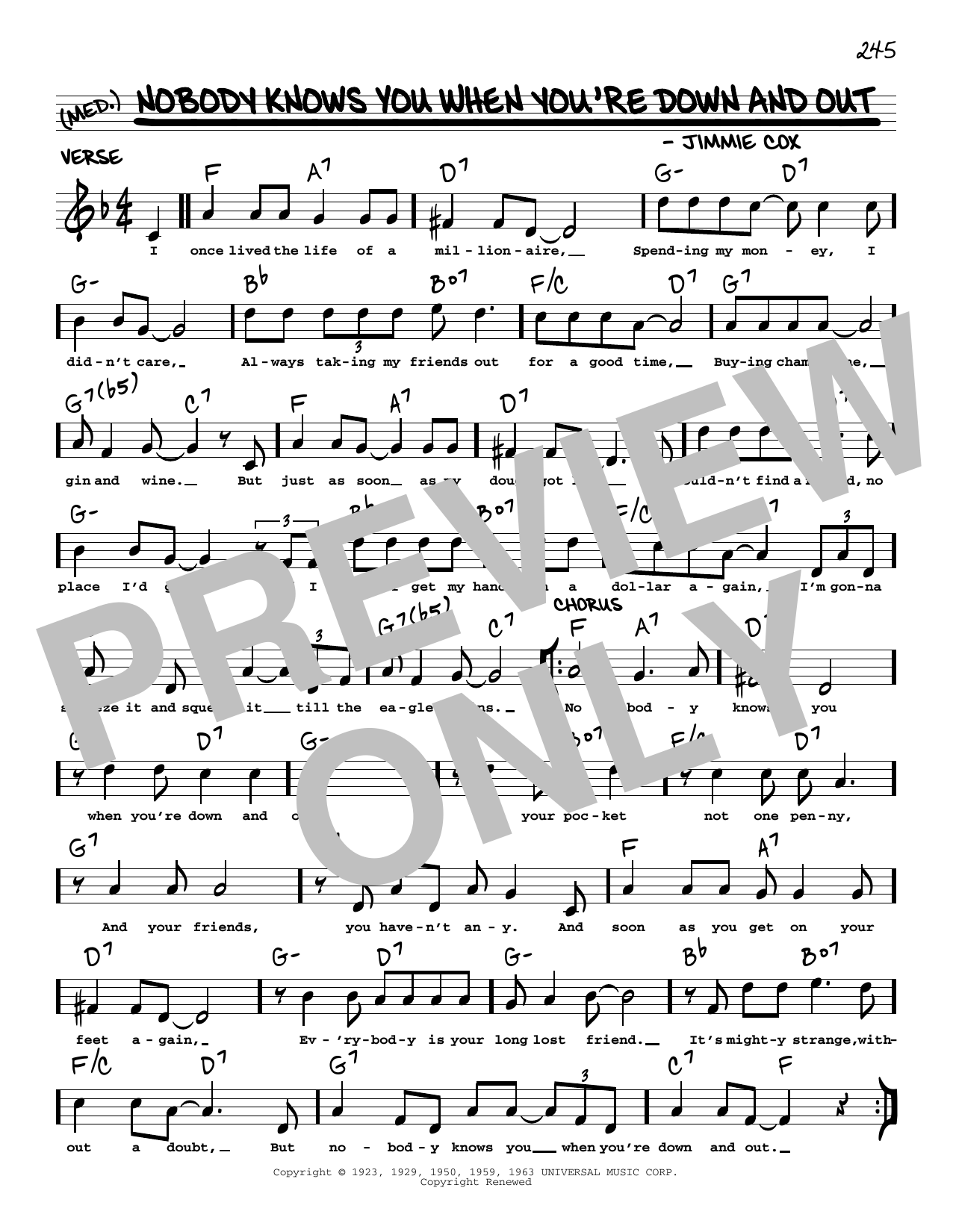 Download Eric Clapton Nobody Knows You When You're Down And O Sheet Music