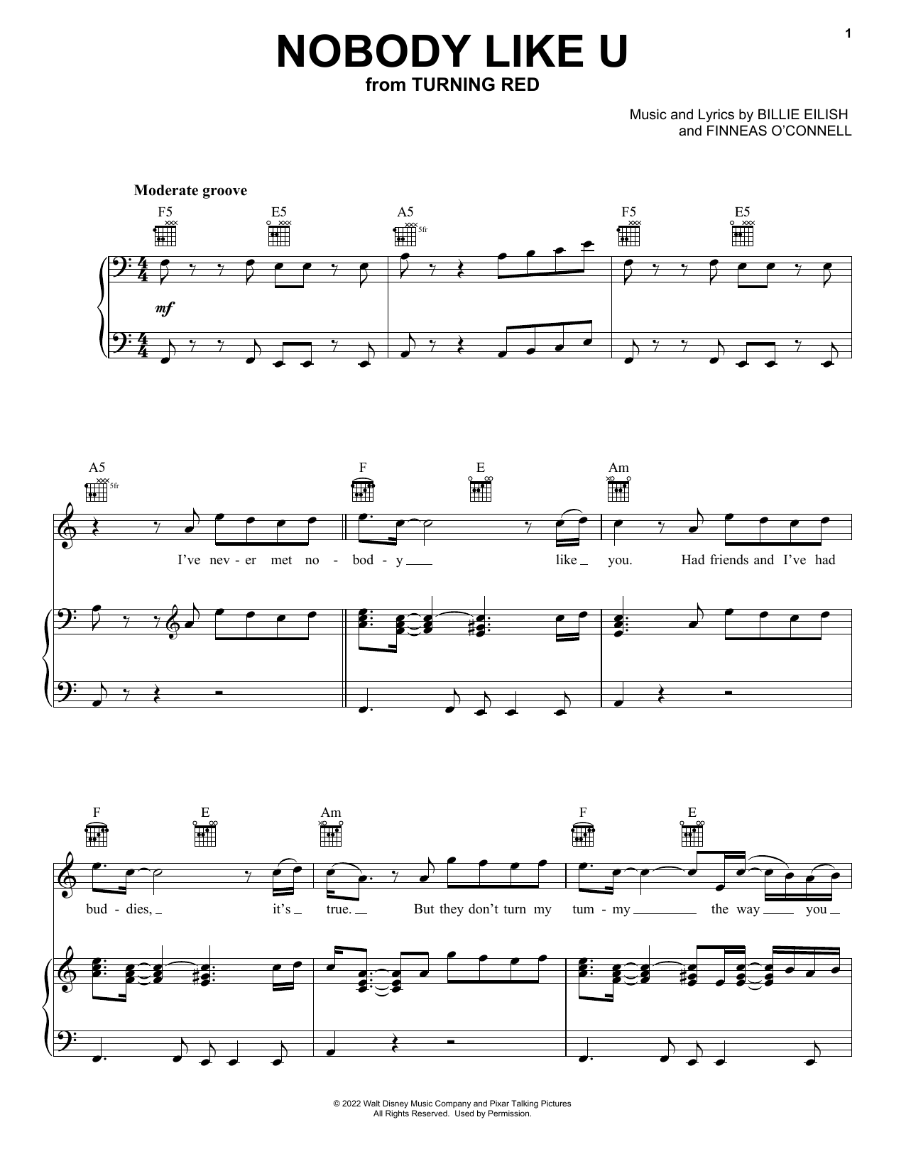 Download 4*TOWN Nobody Like U (from Turning Red) Sheet Music