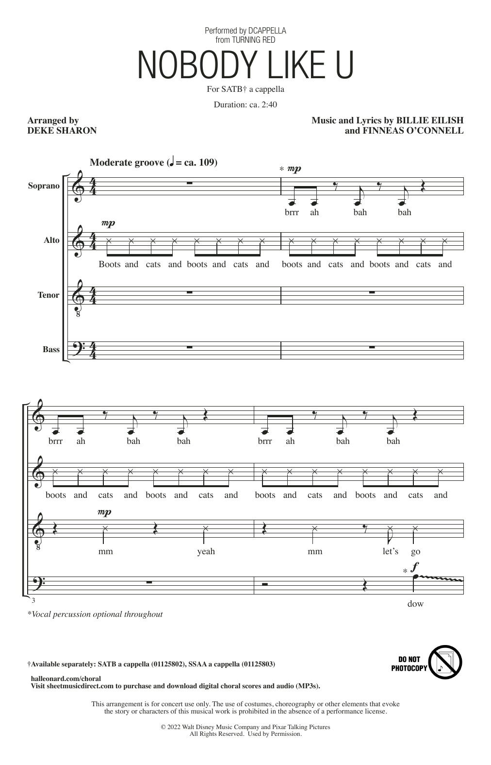 Download DCappella Nobody Like U (from Turning Red) (arr. Sheet Music