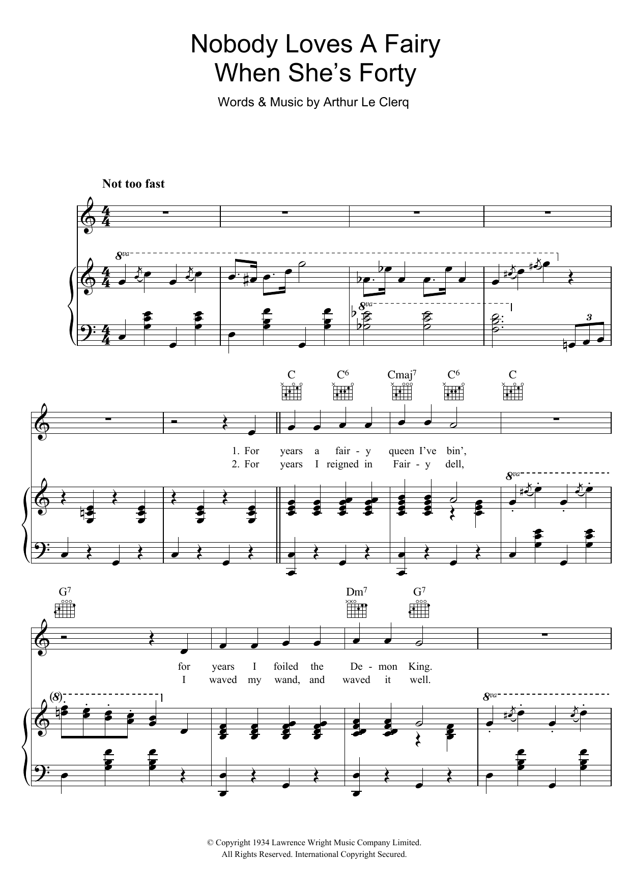 Download Billy Cotton Nobody Loves A Fairy When She's Forty Sheet Music