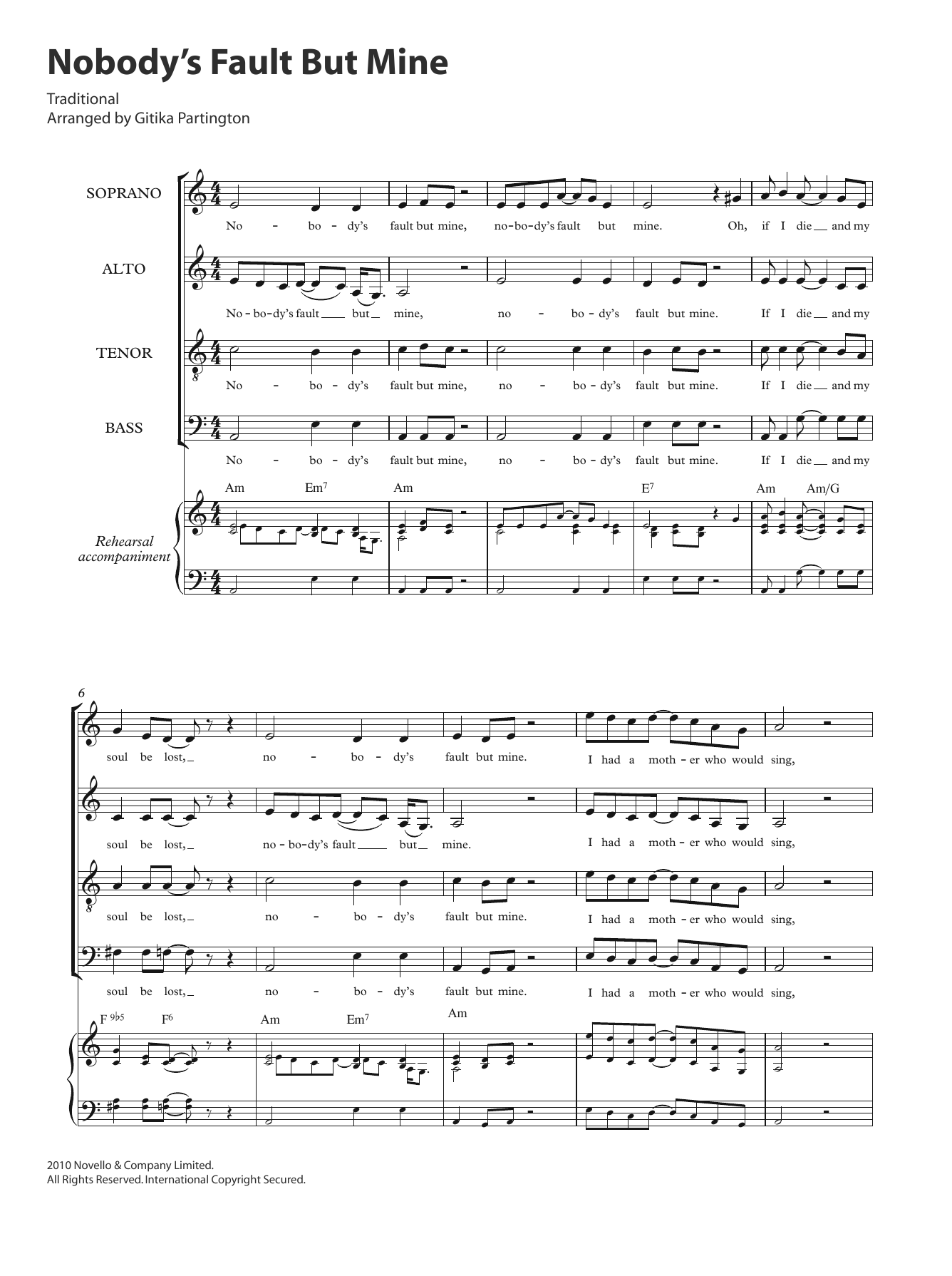 Download Traditional Nobody's Fault But Mine (arr. Gitika Pa Sheet Music