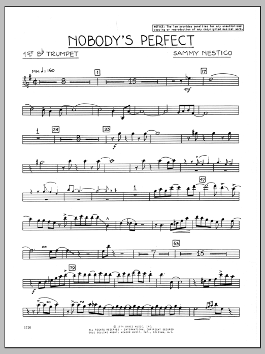 Download Sammy Nestico Nobody's Perfect - 1st Bb Trumpet Sheet Music