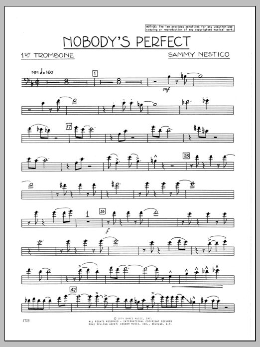 Download Sammy Nestico Nobody's Perfect - 1st Trombone Sheet Music