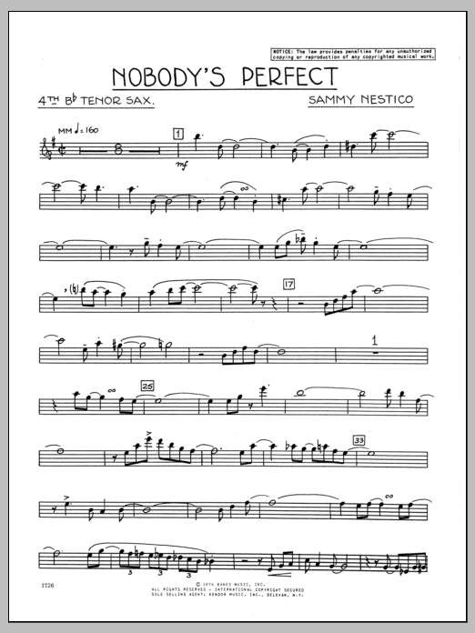 Download Sammy Nestico Nobody's Perfect - 2nd Bb Tenor Saxopho Sheet Music