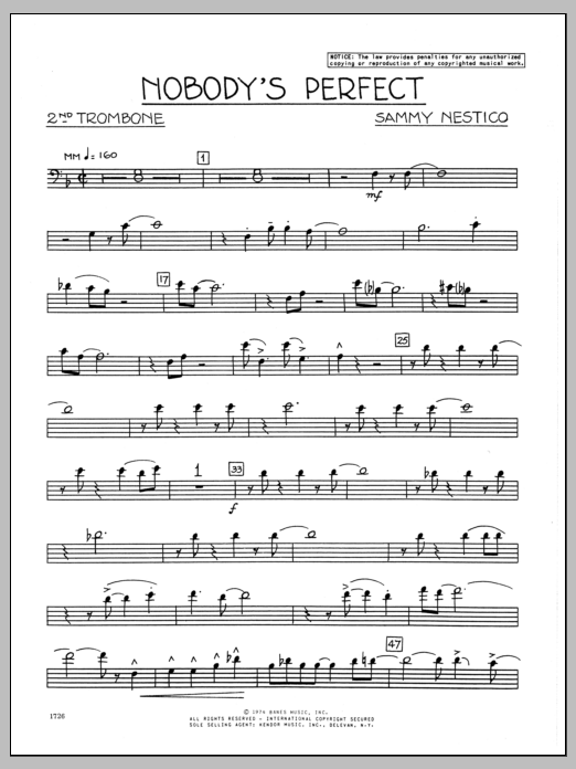 Download Sammy Nestico Nobody's Perfect - 2nd Trombone Sheet Music