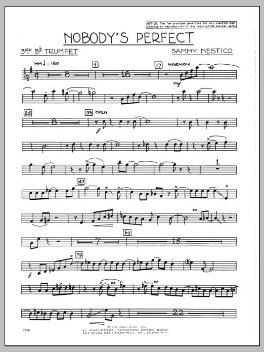 Download Sammy Nestico Nobody's Perfect - 3rd Bb Trumpet Sheet Music