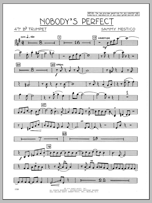 Download Sammy Nestico Nobody's Perfect - 4th Bb Trumpet Sheet Music
