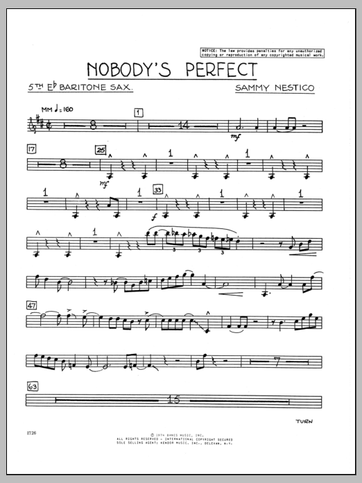 Download Sammy Nestico Nobody's Perfect - Baritone Sax Sheet Music
