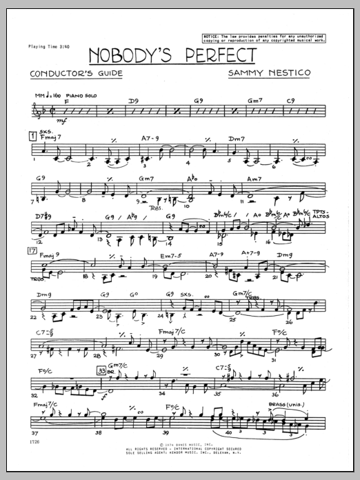 Download Sammy Nestico Nobody's Perfect - Conductor Sheet Music